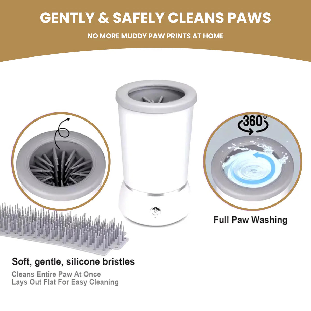 EcoPurrly Automatic Dog Paw Washer & Massager – USB Rechargeable Portable Cleaning Cup for Small to Medium Pets