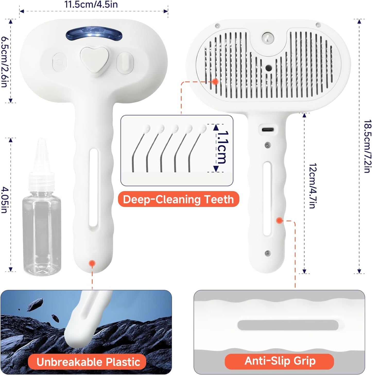 EcoPurrly 3-in-1 Steam Dog Brush for Grooming & Shedding – Self-Cleaning Deshedding Comb with Spray Function, Slicker Hair Removal Tool for Dogs & Cats