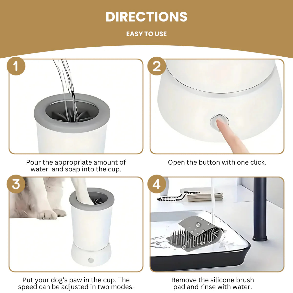 EcoPurrly  Automatic Dog Paw Washer & Massager – USB Rechargeable Portable Cleaning Cup for Small to Medium Pets