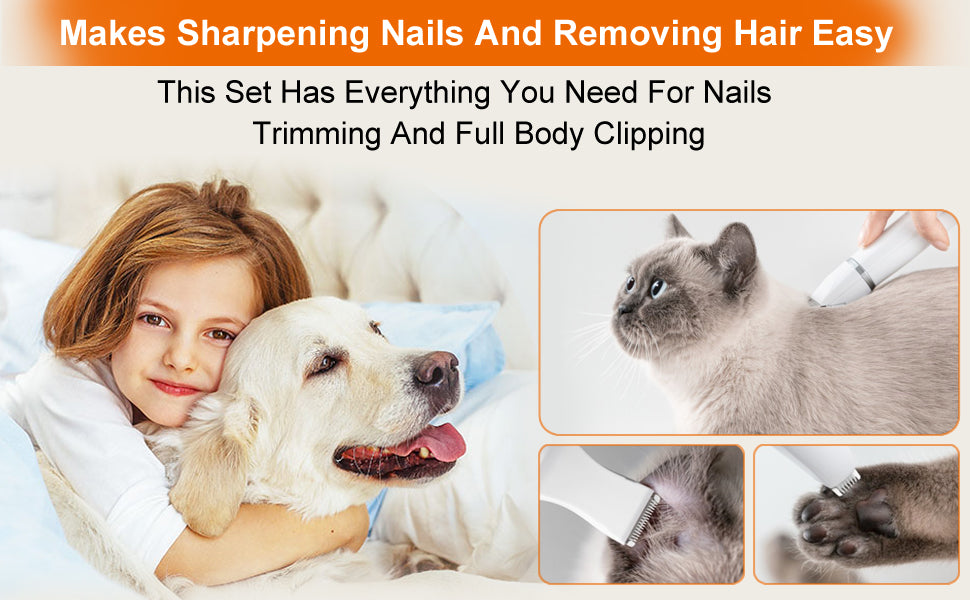 EcoPurrly 4-in-1 Dog Clippers Grooming Kit - , Rechargeable Shaver for Dogs, Cats & Other Pets