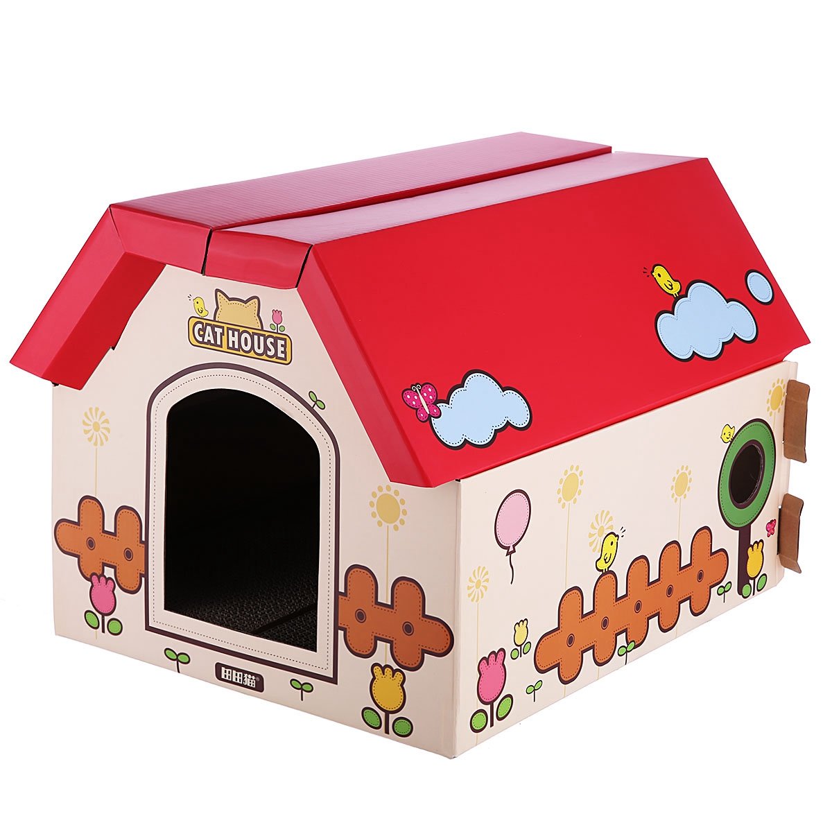 EcoPurrly Red Game Console Cat House – Cardboard Scratching Board & Playhouse for Cats