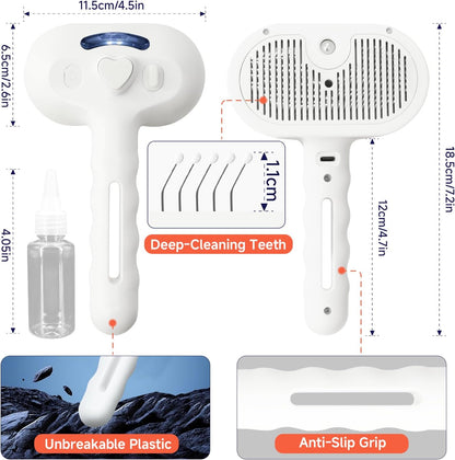 EcoPurrly 3-in-1 Steam Dog Brush for Grooming & Shedding – Self-Cleaning Deshedding Comb with Spray Function, Slicker Hair Removal Tool for Dogs & Cats