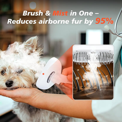EcoPurrly 3-in-1 Steam Dog Brush for Grooming & Shedding – Self-Cleaning Deshedding Comb with Spray Function, Slicker Hair Removal Tool for Dogs & Cats