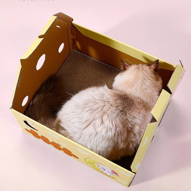 EcoPurrly Red Game Console Cat House – Cardboard Scratching Board & Playhouse for Cats