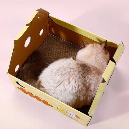 EcoPurrly Red Game Console Cat House – Cardboard Scratching Board & Playhouse for Cats