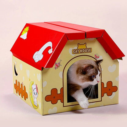 EcoPurrly Red Game Console Cat House – Cardboard Scratching Board & Playhouse for Cats