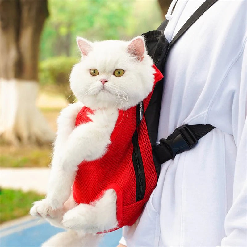 EcoPurrly Pet Backpack Carrier with Adjustable Straps – Front Mesh Cat & Dog Shoulder Bag