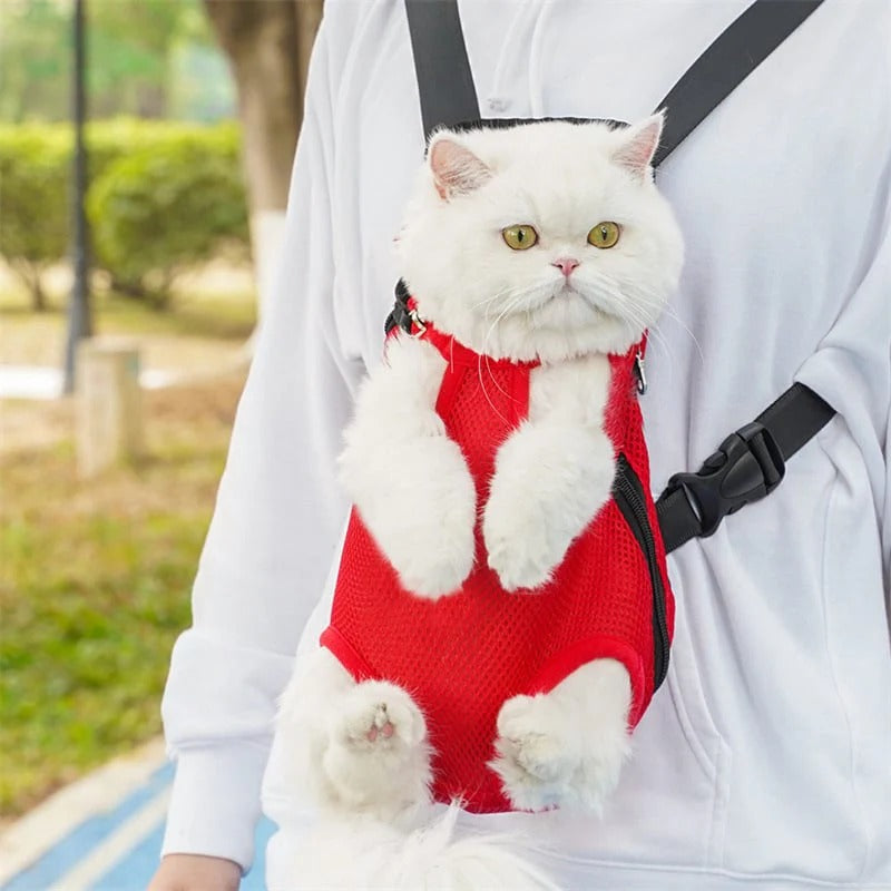 EcoPurrly Pet Backpack Carrier with Adjustable Straps – Front Mesh Cat & Dog Shoulder Bag