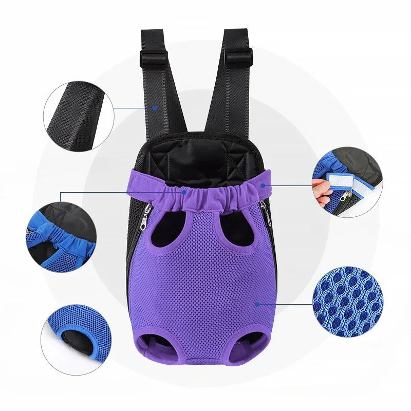 EcoPurrly Pet Backpack Carrier with Adjustable Straps – Front Mesh Cat & Dog Shoulder Bag