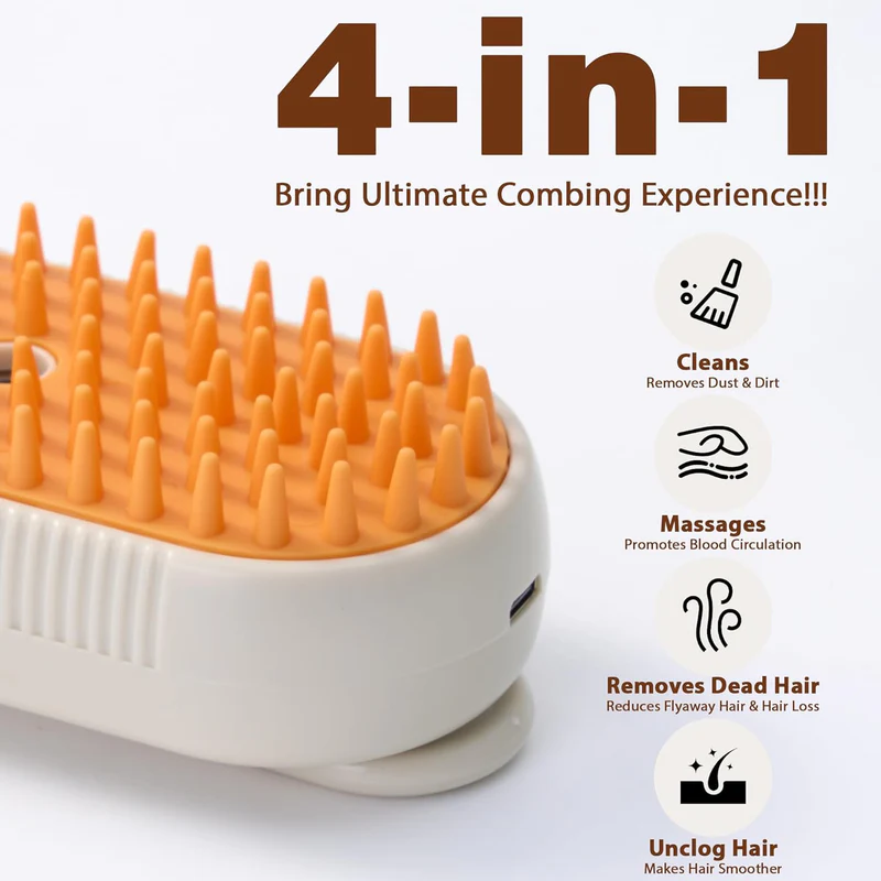 EcoPurrly 4-in-1 Steam Brush for Cats & Dogs