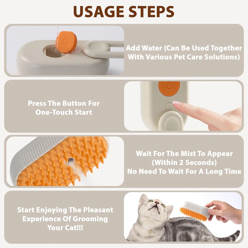 EcoPurrly 4-in-1 Steam Brush for Cats & Dogs
