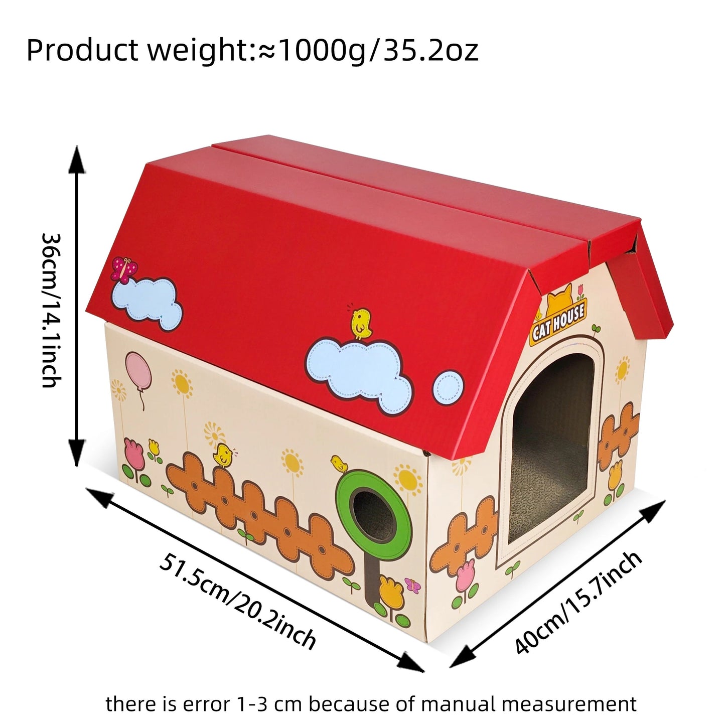 EcoPurrly Red Game Console Cat House – Cardboard Scratching Board & Playhouse for Cats